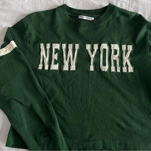 New York cropped jersey style long sleeve shirt